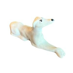 Vintage Porcelain Whippet Greyhound Dog Figurines White Japan MCM 5" Handpainted
